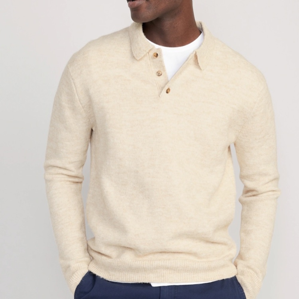 NWT Cream Polo-Style Sweater Size Large